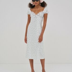 For Love And Lemons White Floral Midi Dress